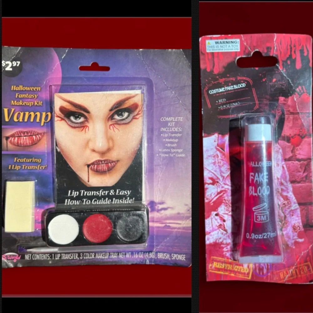 Halloween Fantasy Makeup Kit: Vamp AND Tube of Fake Blood - Vampire Lip Transfer - Picture 5 of 6